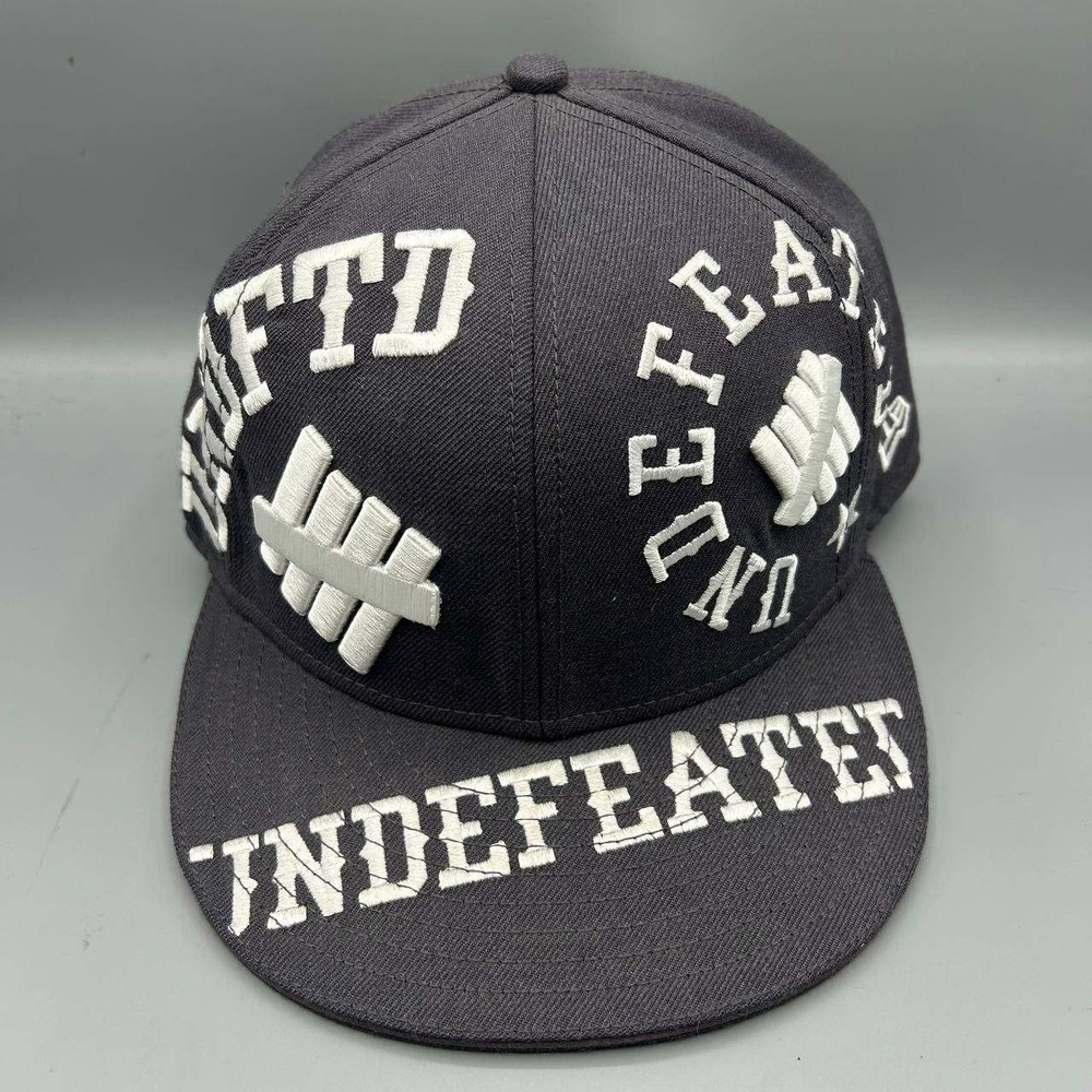 Undefeated Hat Men 7 3/8 Gray Embroidered 59Fifty New Era Fitted Cap Wool